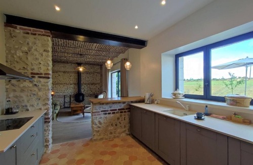 Bordeaux-Saint-Clair Cabaña | La Laiterie-Gîte-Rural-Vista al campo-Baño en la habitacion