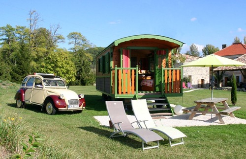 Roquecor Cabaña | LA ROULOTTE DE ROQUECOR - GITES GRAND PRE! - CON PISCINA - QUERCY SUROESTE