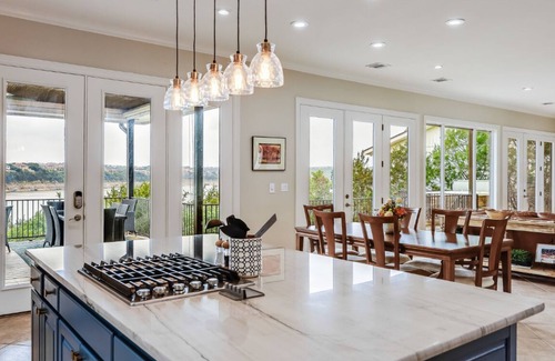 Point Venture Casa | Lakefront w gourmet kitchen, open living, multiple decks/patios, hot tub, dock