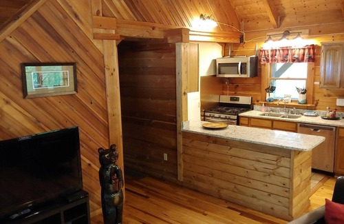 Zoe Cabina | Large Log home, private pond with dock, canoe, pool table, hot tub & internet.
