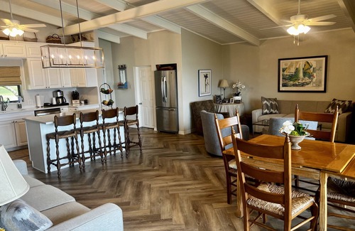 Graford Casa | Large, shady patio with deep-water two-story dock with sunset views. Sleeps 8