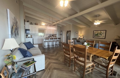 Graford Casa | Large, shady patio with deep-water two-story dock with sunset views. Sleeps 8