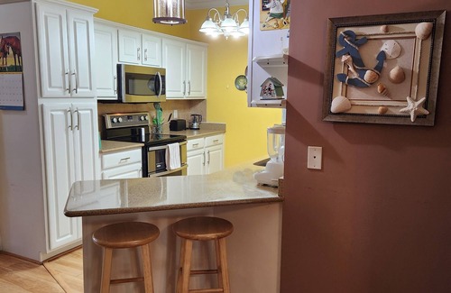 Surfside Beach Condominio | Lazy Willow Condo in Myrtle Beach, with a short drive to the beach!