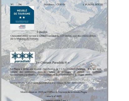 Plagne Soleil Apartamento | Le balcon du soleil, Pied de pistes 2100m 5 pers Plagne Soleil paradiski classé 2 étoiles meublé et 3 cristaux Paradiski