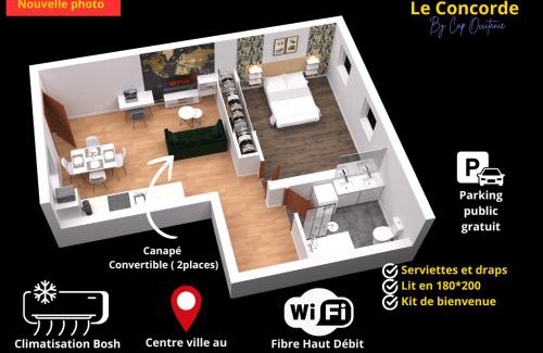 Bram Apartamento | LE CONCORDE-WIFI-Clim-Parking-3étoiles-OcKeys