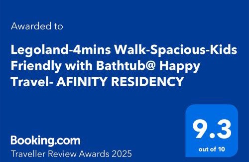Medini Apartamento | Legoland-4mins Walk-Spacious-Kids Friendly with Bathtub@ Happy Travel- AFINITY RESIDENCY