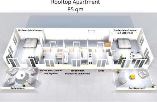 Zentrum-Nordwest Apartamento | Leipzig-Residenz Waldstraße am Zoo und Red Bull Arena , Rooftop Apartment mit 2 Dachterrassen