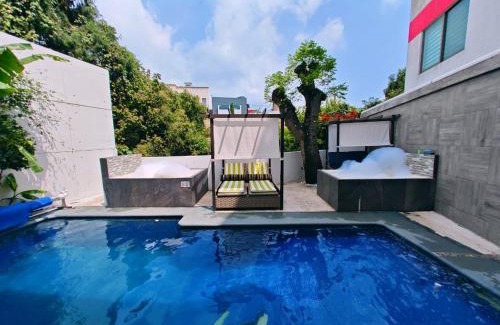 Jimenez Apartamento | Loft lujo estilo y diseño, alberca climatizada y cama de alberca, Cuernavaca somos los únicos en ofrecerte 2 jacuzzis para tu uso personal y exclusivo con agua caliente y sistema de hidromasaje tipo Spa, terraza privada y asador de carbon