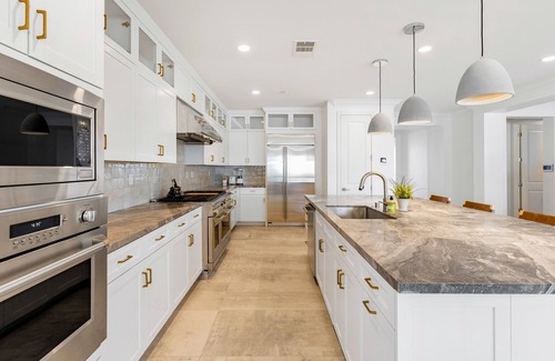 Olde Carlsbad Casa | Luxe home near the beach with a pool, grill, office, gourmet kitchen, W/D, & AC