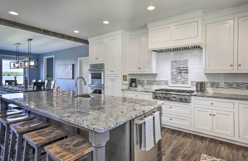 Maple City Cabaña | Luxe Lakefront Escape w/ 4 Kayaks, Hot Tub, Beach!