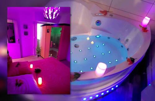 Biscarrosse Plage Apartamento | Luxe Sauna Privatif et Grand bain Jacuzzi à deux à Biscarosse Plage pour Nuit Romantique avec décoration LED et Bougies