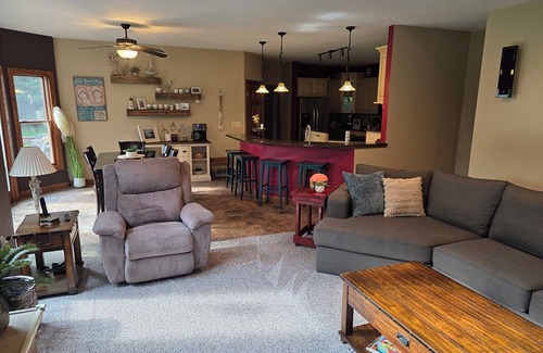 Geneseo Casa | Luxury 5 BR home on private wooded lot near QC, w/hot tub, rec & fitness room