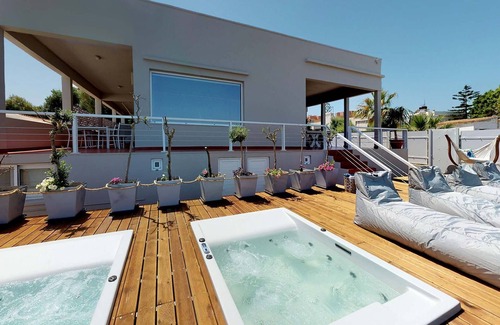 Agii Apostoli Villa | Luxury Beachfront Crete Villa | Villa Island Princess | 3 Bedrooms | Direct Access to Glaros Beach | 2 Heated Jacuzzis | Outdoor Lounge & Dining Area | Agioi Apostoloi