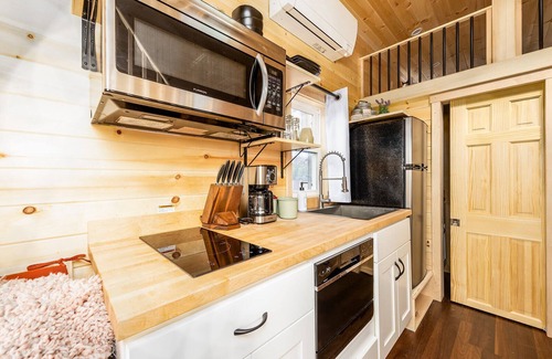 Montrose Cabina | Luxury Tiny Home/Base Camp to Ouray, Telluride/3 Queen beds/Washer & Dryer/Smart TV/Hot Tub Access/Patio w/Mountain Views/ Fire Pit/11 mi to Airport