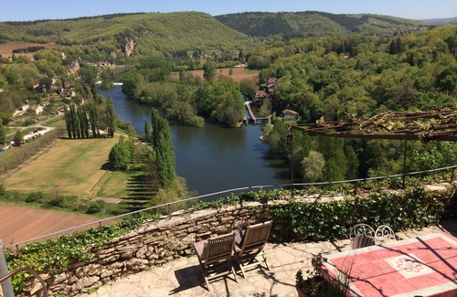 Saint-Cirq-Lapopie Cabaña | Maison Panoramique - Casa Piedra en lo alto del acantilado, Vista Impresionante