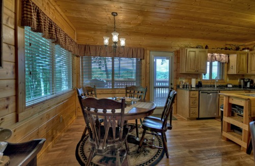 Ellijay Cabina | Misty Ridge - Where pets are pampered amidst stunning mountain panoramas, with outdoor fireplace, hot tub, firepit, pool table, and WiFi
