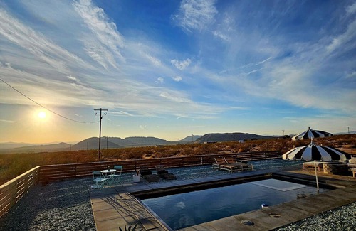Landers Casa | Modern 1-bedroom studio with peaceful mountain views, firepit, pool and hot tub.