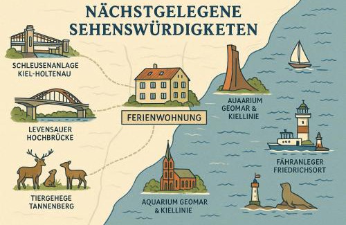 Holtenau Apartamento | Moderne Ferienwohnung in Kiel-Holtenau, Strandnähe, 2 Zimmer, voll ausgestattet, gute Anbindung