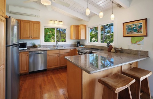 Kilauea Casa | Moloaa Bay Villa & Cottage, beachfront on secluded white sand beach