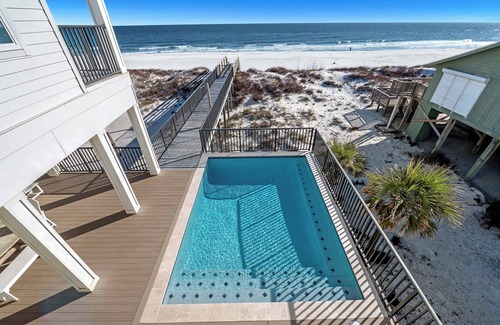 Gulf Shores Casa | Frente a la playa, piscina privada de 6500 pies cuadrados, ascensor, sala de juegos, 'Morning Tide'