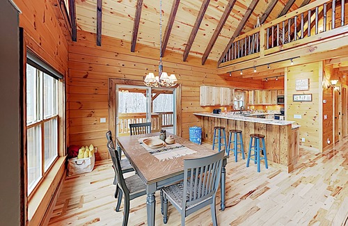Maggie Valley Casa | Mountain Chic Home and Ski Lodge with Deck, Fireplace, and Firepit