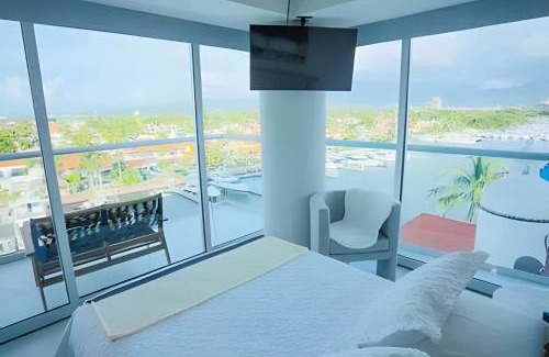 Marina Vallarta Apartamento | Náutico: Hermosa vista al muelle