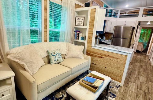 Brevard Cabaña | Tiki bar cottage with largest porch in NC and hot tub, views and fire pit!