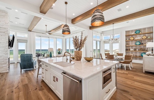 Dune Allen Beach Casa | New Listing! Gulf Front! Hot Tub! Private Beach! Firepit! Elevator! EV Charger!