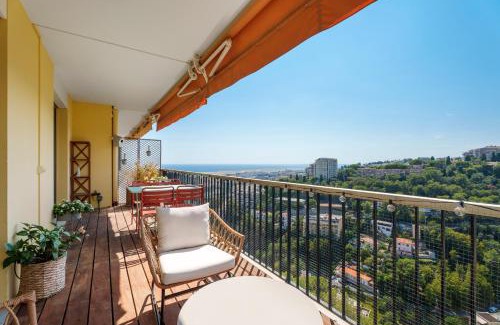 Fabron Apartamento | Nice Renting - ABBAYE - Luxury Penthouse Sea View Pool Tennis Parking