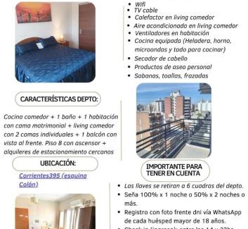 Paraná Apartamento | Nuez de la Isla "Centro Apart" en MICROCENTRO Depto con un dormitorio