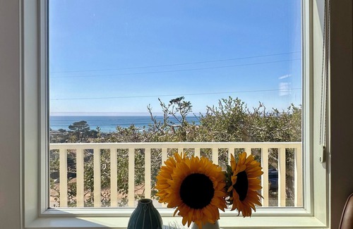 Marine Terrace Cabaña | Ocean View Guesthouse with King sized bed & 5 min walk to sea+Fiscalini trails.