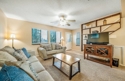 Sugar Beach Casa | Oceanfront townhouse near beach with pool, balcony, central AC, & washer/dryer