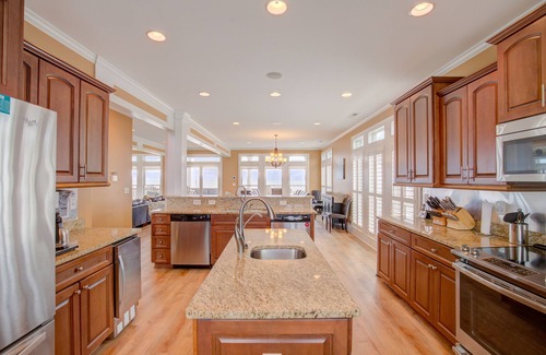 North Topsail Beach Casa | Oceanfront home with volleyball, game room, pool, beach access & washer/dryer