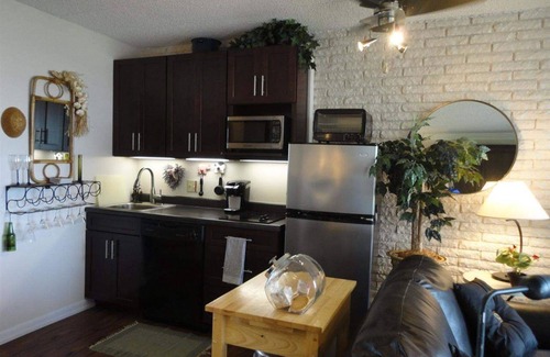 Conway Condominio | Una cama, con cocina americana, baño y espacio de muelle.
