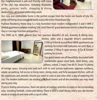Kazhakuttam Apartamento | PAZHOOR RESIDENCY HOME Stay