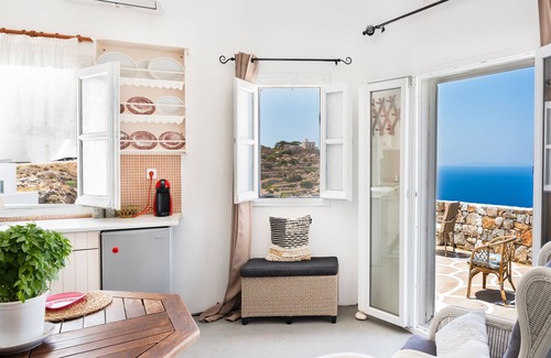 Sikinos Apartamento | Apartamento "Antiparos" que admite mascotas, con vistas al mar y Wi-Fi
