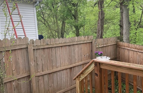 Madison Cabaña | Pet friendly Nature Cottage: deck, trails, fire pit, creek, & historic district