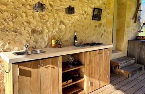 Gaugeac Cabaña | Petit Maison a la Ferme; Terrasse Couvert, Jacuzzi, Cuisine Exterieur