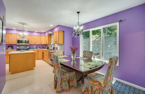 East Stroudsburg Casa | Porch & Fire Pit: Shawnee on Delaware Home!