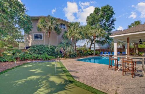 Isle of Palms Casa | Private Pool Putting Green Steps to Isle of Palms Beach Paradise on Palm