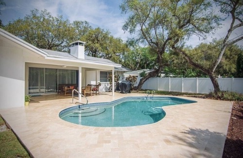 Central Beach Casa | Private, quiet Midcentury Pool Home in Central Beach, four blocks to sand