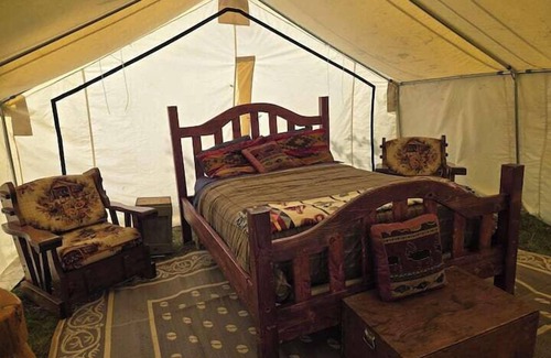 Saddlestring Casa | Prospector Wall Tent, Prospector Wall Tent by the Stream