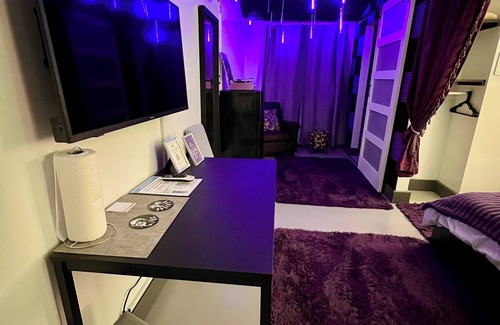 Bearss Plaza Hotel | Purple Rain Hotel Room with Pool and Hot Tub