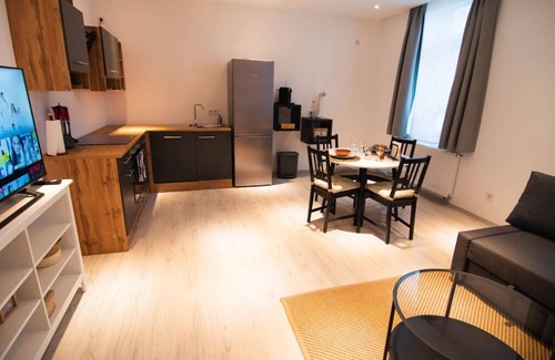Dillenburg Apartamento | Qonroom for 4 Ntflx Kitchen Comfy Sofa