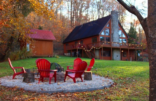 Irvine Casa | Relax & Recharge A Frame Retreat firepit hot tub sauna gym fishing forest escape