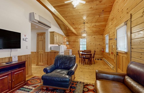 Northport Cabina | Relaxing two bedroom cabin escape w/fireplace, kitchen & wooded views