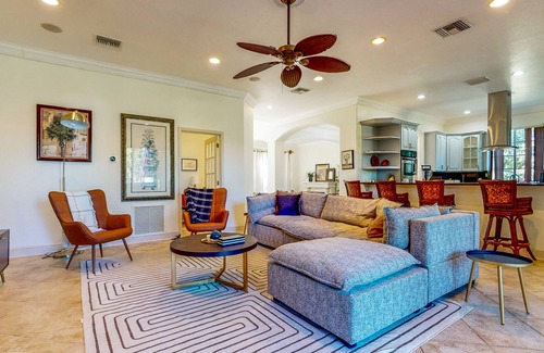 Loxahatchee Casa | Renovated, elegant retreat with a fitness room, work desks, large deck, & W/D
