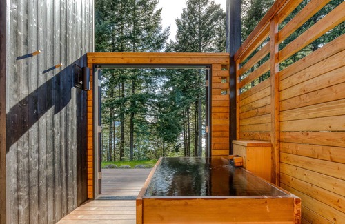 Stevenson Cabina | River & mountain view cabin with geothermal hot tub, outdoor shower & deck