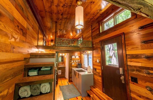 Willard Casa | River Retreat Tiny Homes:Wood Sauna/Rec Room/River