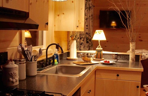 Saranac Lake Cabina | Cabaña romántica Adirondack con hermosas vistas al lago y la montaña